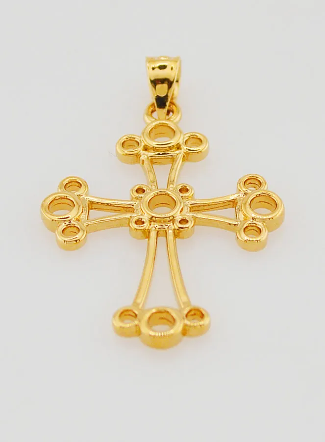 Gold Plated Chaldean Cross Pendant - 22mm (pic 2)