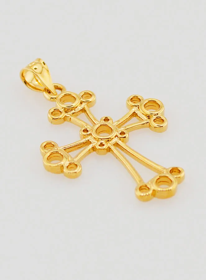 Gold Plated Chaldean Cross Pendant - 22mm (pic 3)