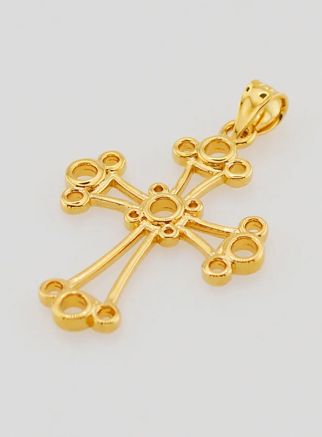 Gold Plated Chaldean Cross Pendant - 22mm (pic 4)