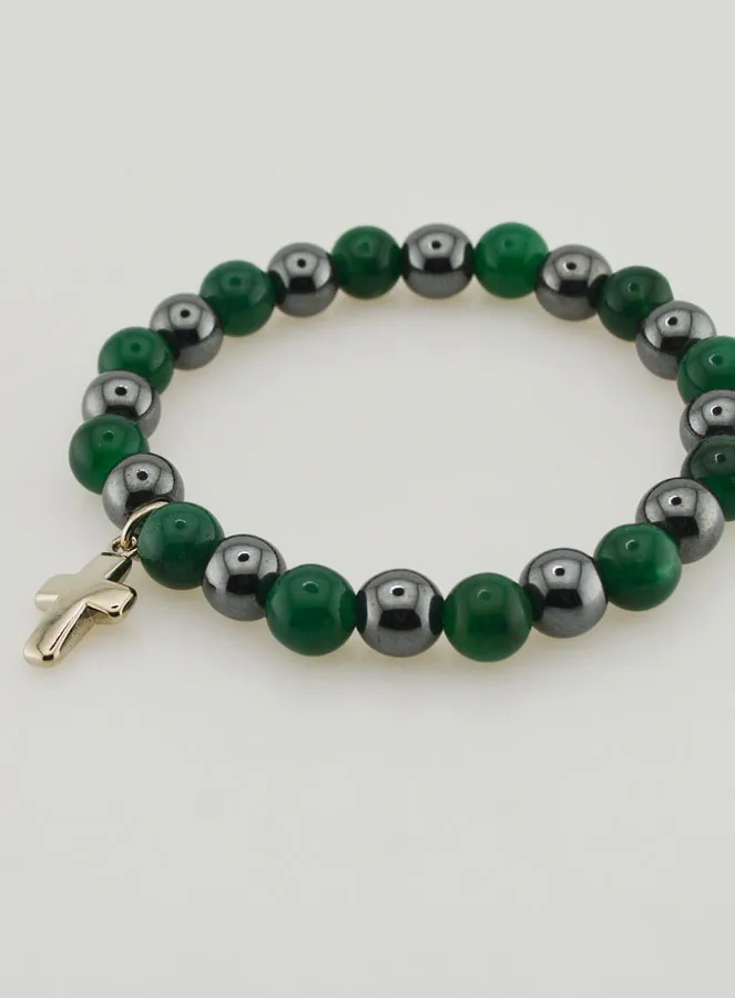 Gemstone Bracelet - Green Agate and Hematite 8mm (pic 3)