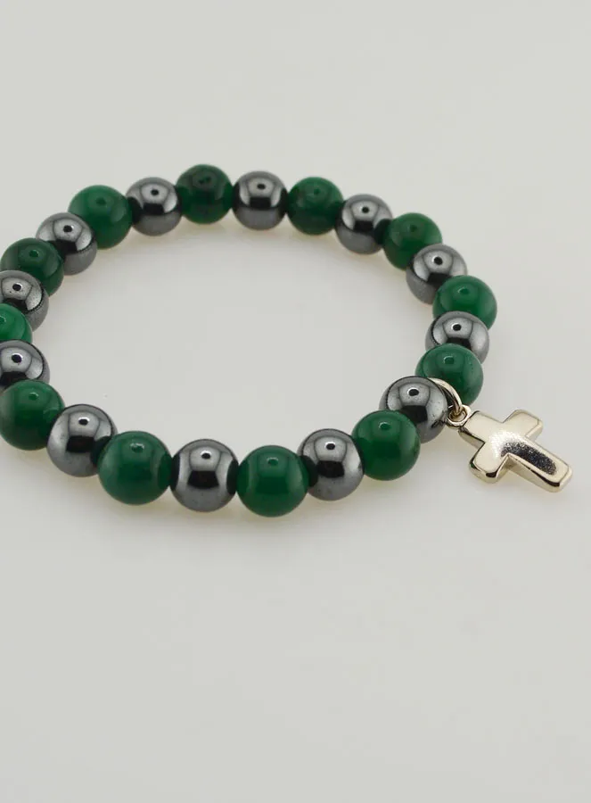 Gemstone Bracelet - Green Agate and Hematite 8mm (pic 4)