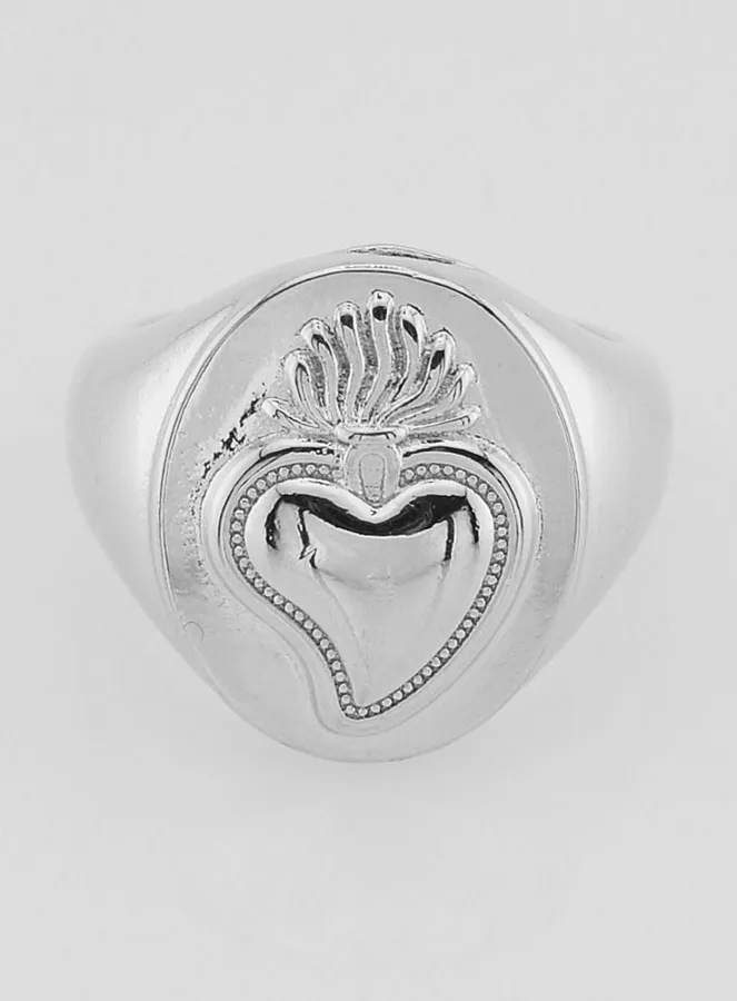 Adjustable Ex Voto Signet Ring in Silvery Brass (pic 1)