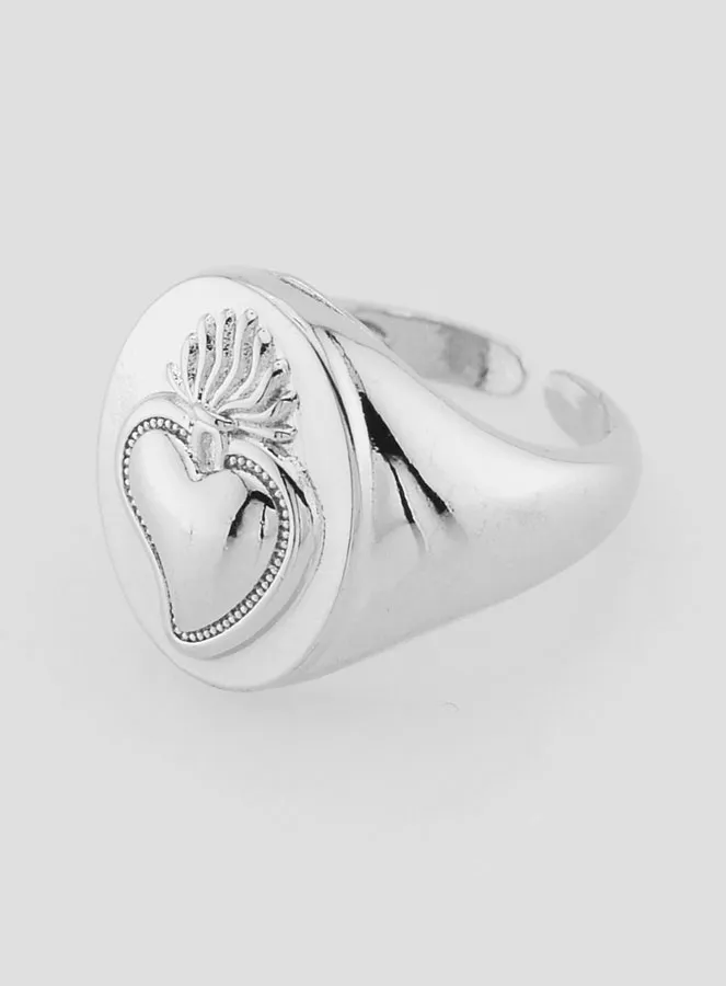 Adjustable Ex Voto Signet Ring in Silvery Brass (pic 3)