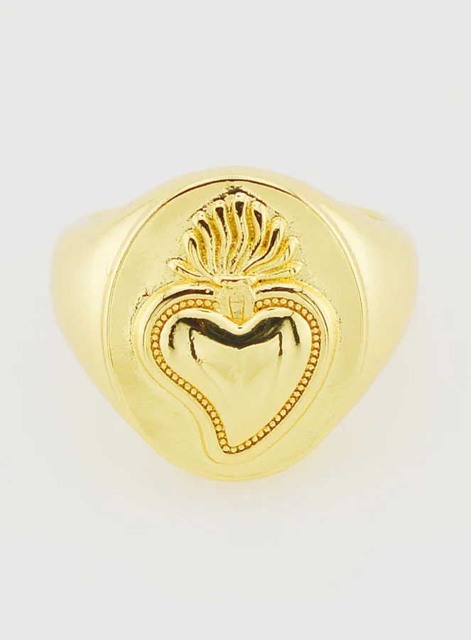 Adjustable Signet Ring Ex Voto in Golden Brass (pic 1)