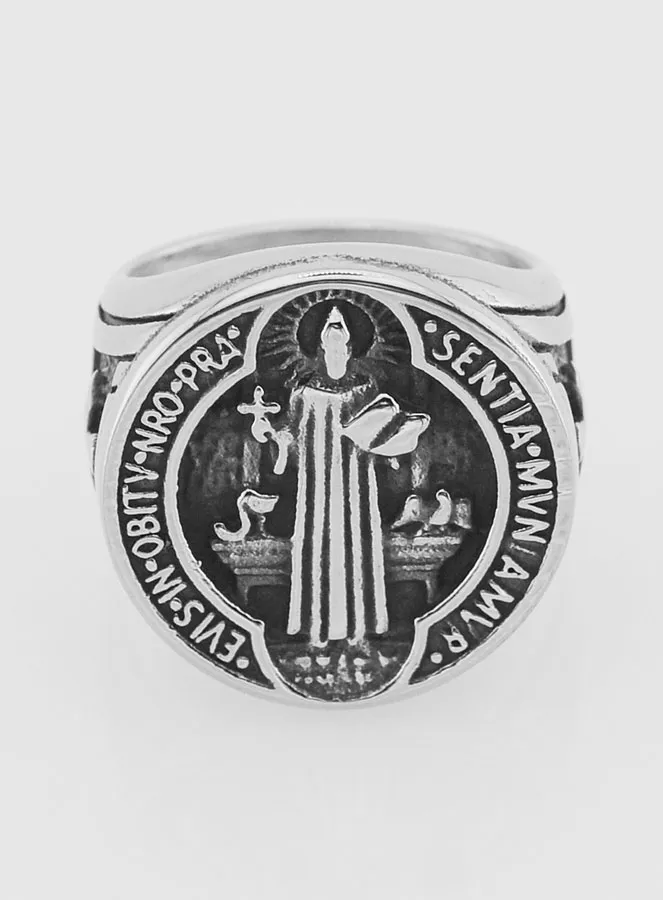 Saint Benedict Signet Ring - Size 59 (pic 1)