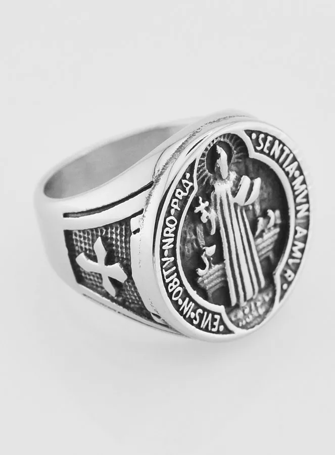 Saint Benedict Signet Ring - Size 59 (pic 3)