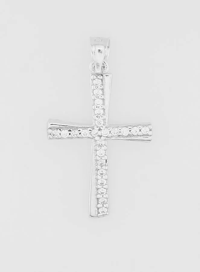 Cross Pendant Silver with Zirconia - 20mm (pic 1)