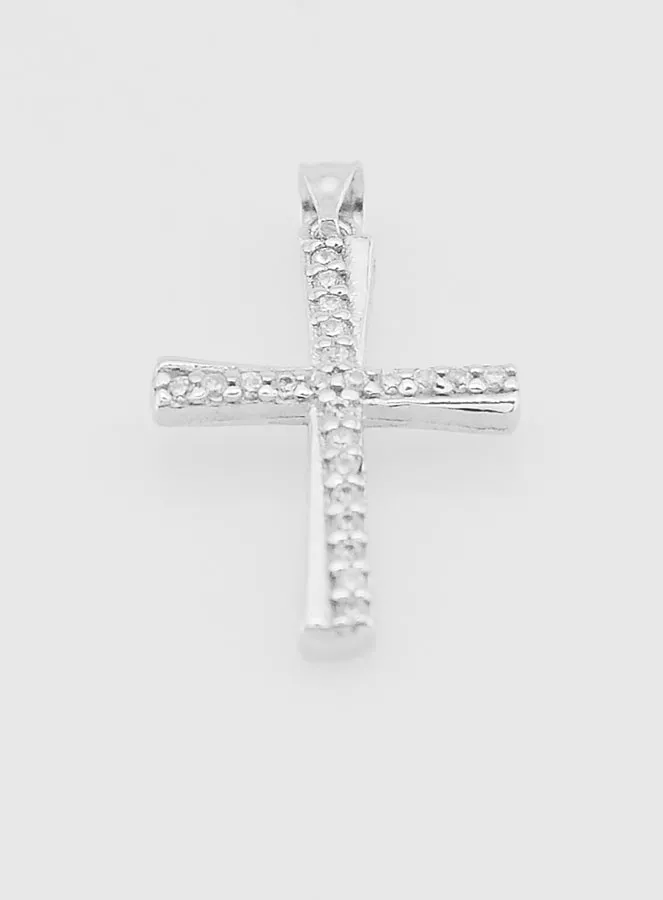Cross Pendant Silver with Zirconia - 20mm (pic 2)