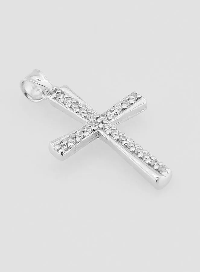 Cross Pendant Silver with Zirconia - 20mm (pic 3)