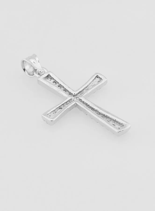 Cross Pendant Silver with Zirconia - 20mm (pic 4)