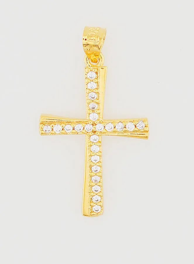 Gold-Plated Cross Pendant with Zirconia - 20mm (pic 1)