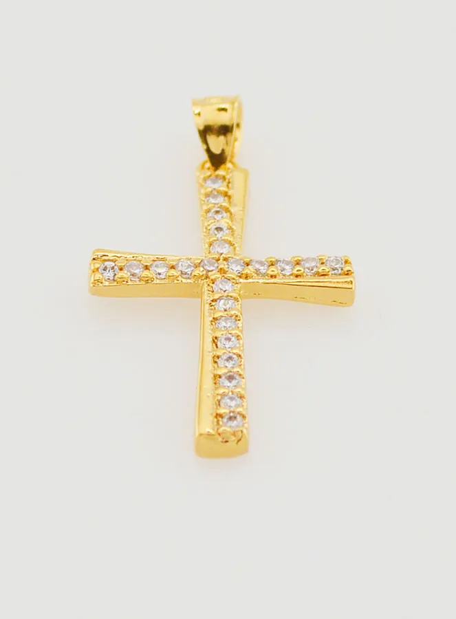 Gold-Plated Cross Pendant with Zirconia - 20mm (pic 2)