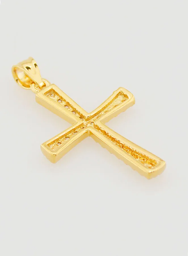 Gold-Plated Cross Pendant with Zirconia - 20mm (pic 4)