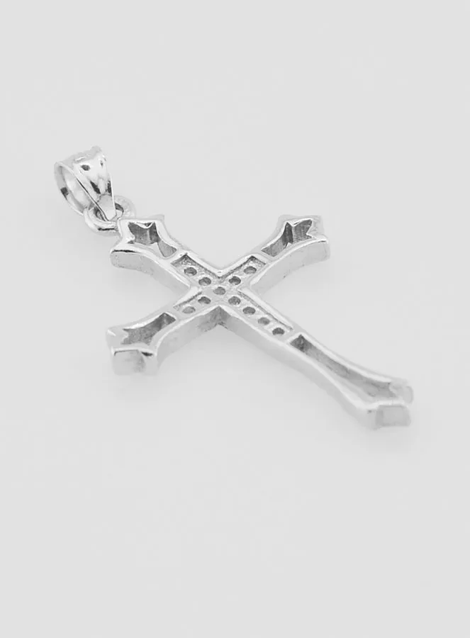 Openwork Cross Pendant in Silver and Zirconia - 23mm (pic 4)