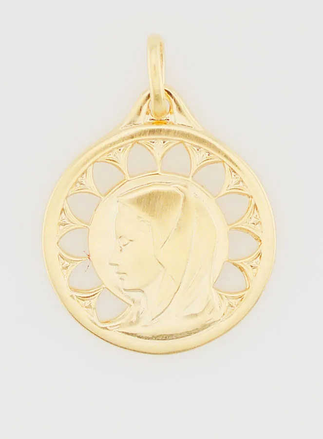 Gold-Plated Openwork Virgin Mary Medal - 20mm (pic 1)
