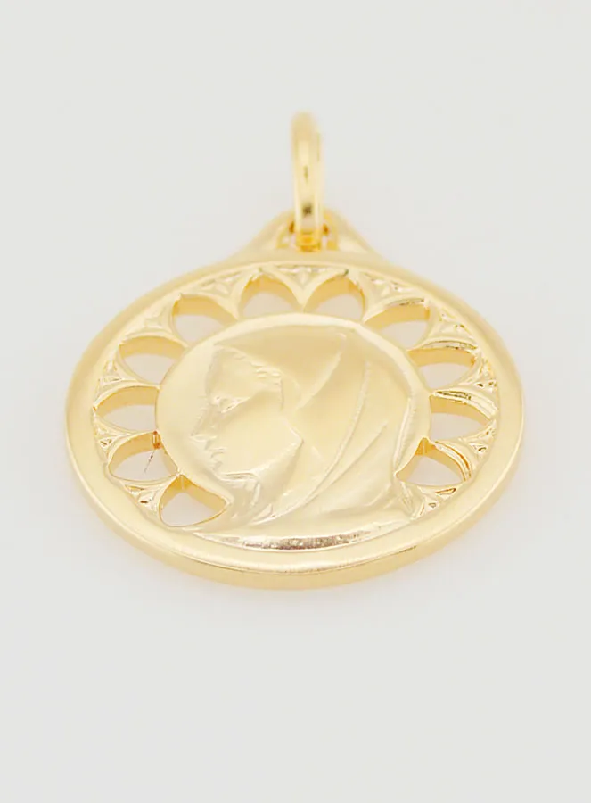 Gold-Plated Openwork Virgin Mary Medal - 20mm (pic 2)
