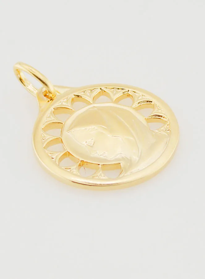 Gold-Plated Openwork Virgin Mary Medal - 20mm (pic 3)