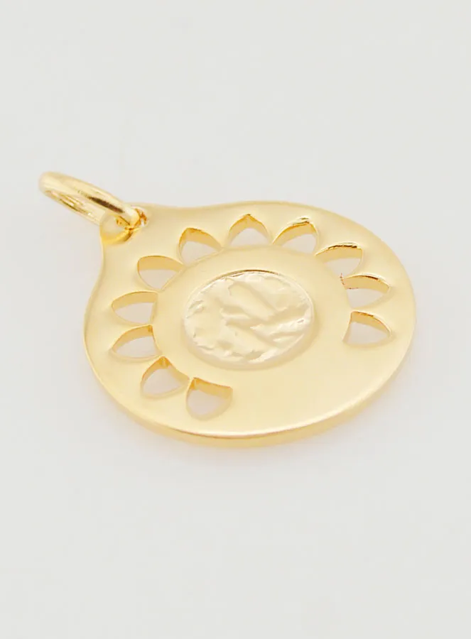 Gold-Plated Openwork Virgin Mary Medal - 20mm (pic 4)