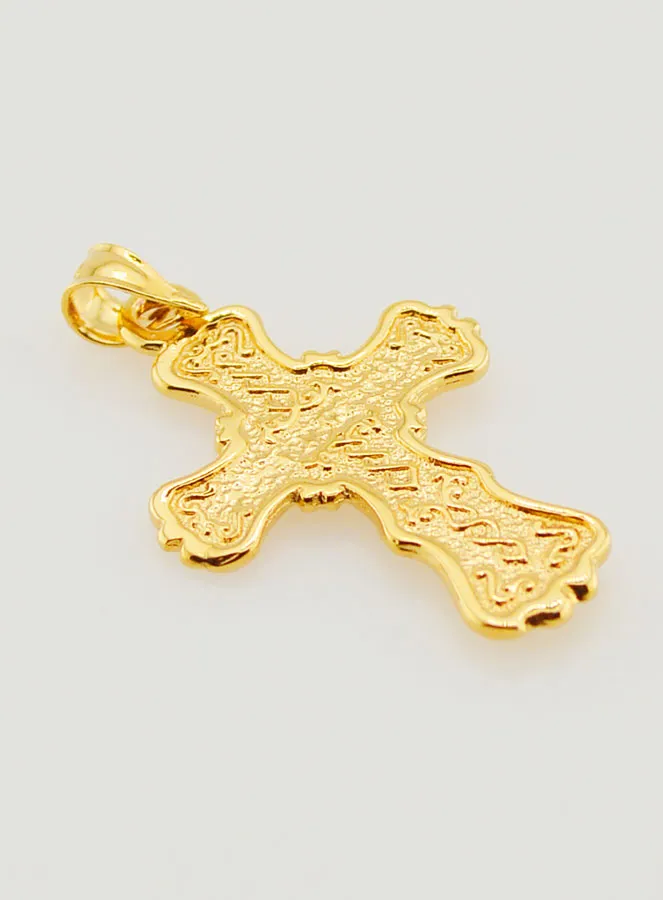 Broad Gold-Plated Arabesque Cross Pendant - 20mm (pic 4)