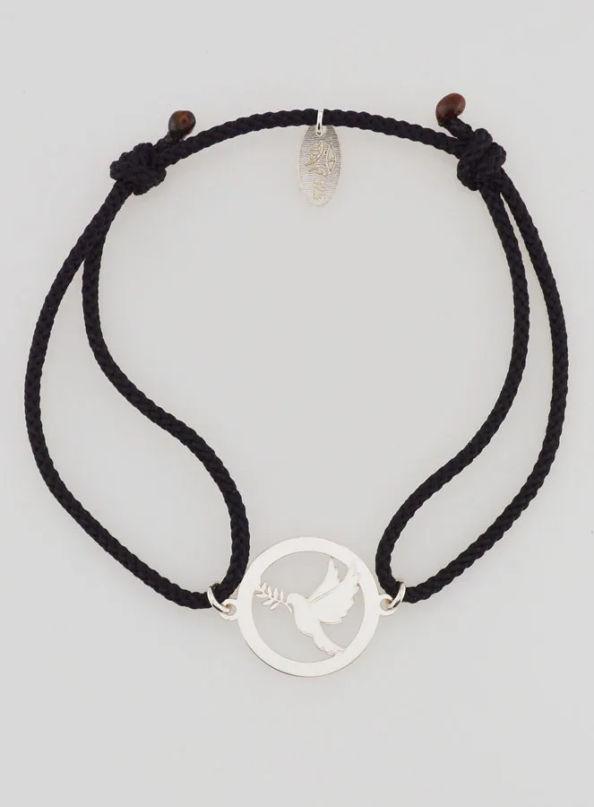 Silver and Black Cord Bracelet - Holy Spirit (pic 1)