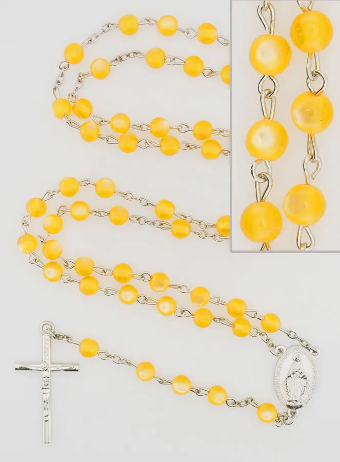 Miraculous Medal Rosary - Amber (pic 1)