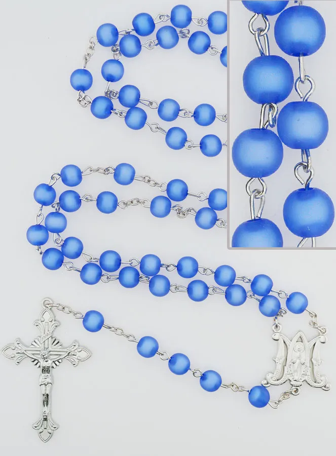 Rosary with Blue Beads and Miraculous Medal (pic 1)