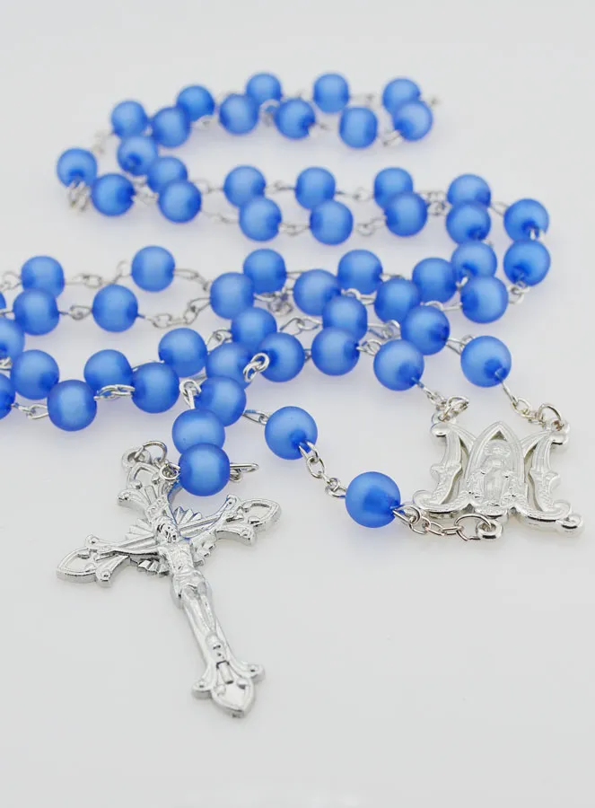 Rosary with Blue Beads and Miraculous Medal (pic 2)
