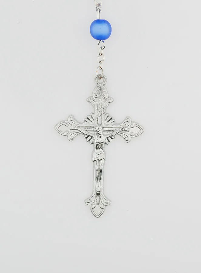 Rosary with Blue Beads and Miraculous Medal (pic 3)