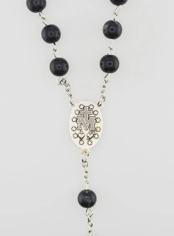 Miraculous Medal Rosary Black Beads (pic 4)