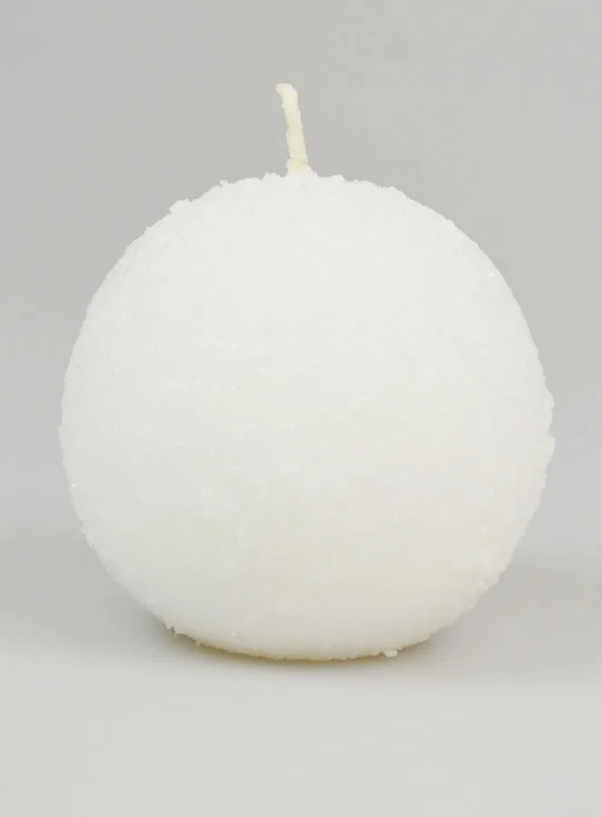 Tabletop Spherical Candle with Ice Crystals 8cm - White (pic 1)