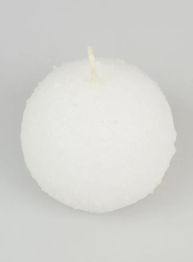 Tabletop Spherical Candle with Ice Crystals 8cm - White (pic 2)