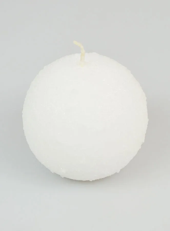 Frosted Ball Christmas Candle 8cm - White (pic 2)