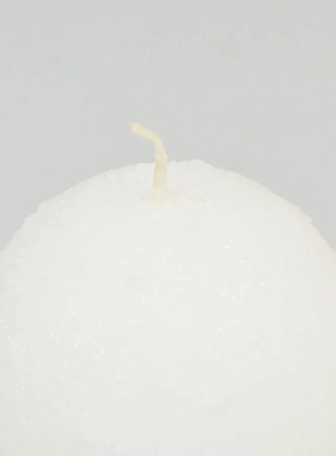 Frosted Ball Christmas Candle 8cm - White (pic 4)