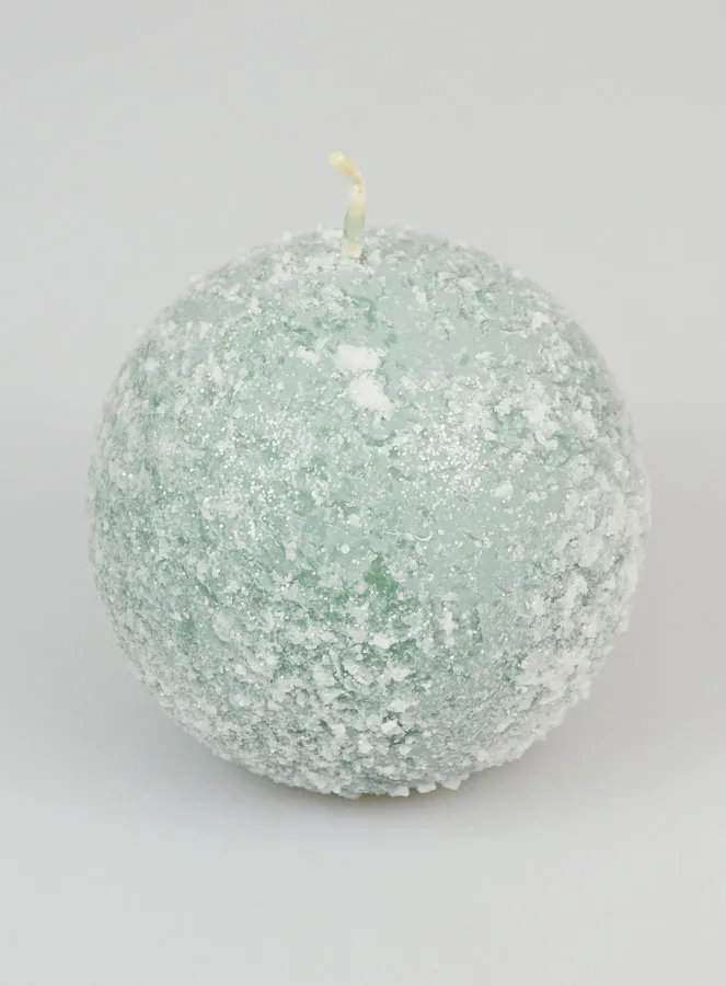 Frosted Ball Christmas Candle 8cm - Green (pic 2)