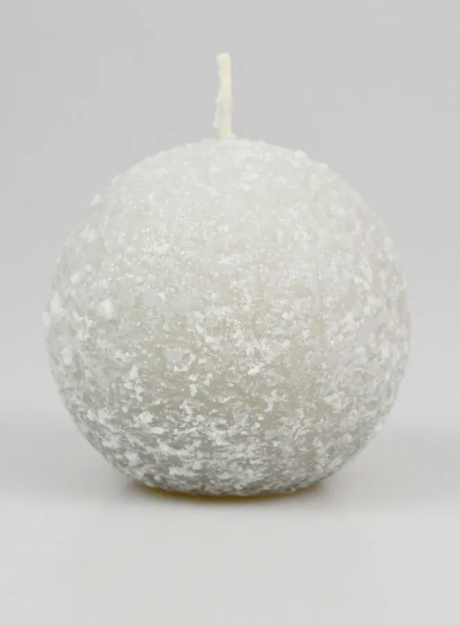 Tabletop Spherical Candle with Ice Crystals 8cm - Silver (pic 1)