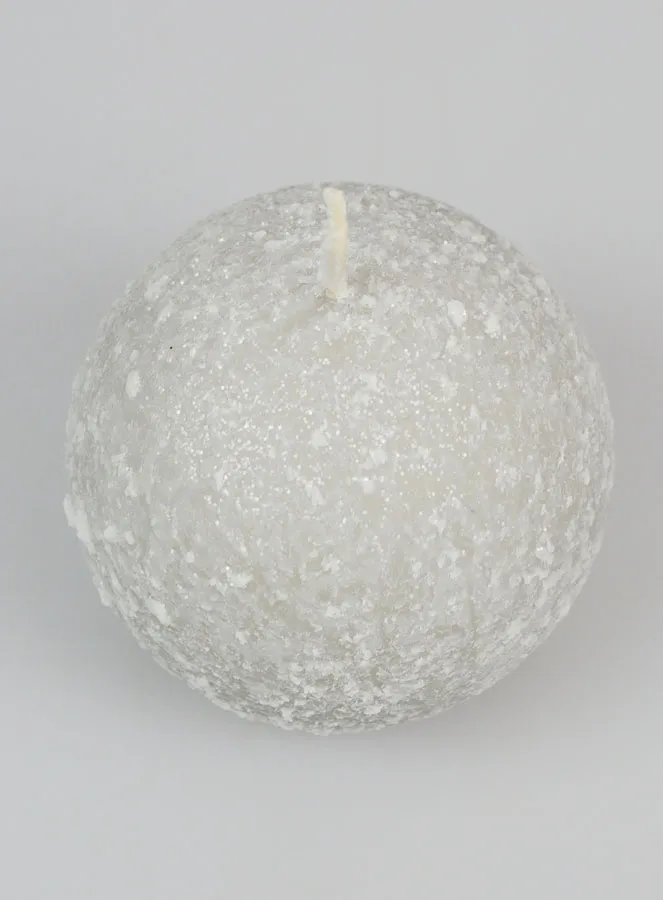 Tabletop Spherical Candle with Ice Crystals 8cm - Silver (pic 2)