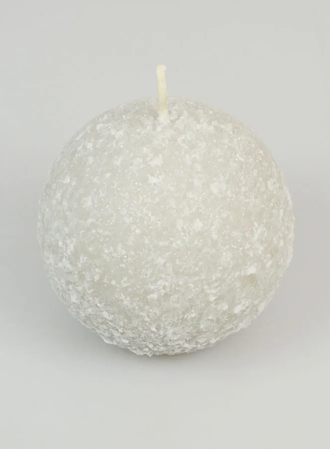Frosted Ball Christmas Candle 8cm - Silvery (pic 2)