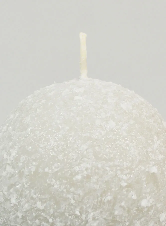 Frosted Ball Christmas Candle 8cm - Silvery (pic 3)