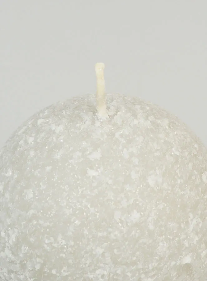 Frosted Ball Christmas Candle 8cm - Silvery (pic 4)