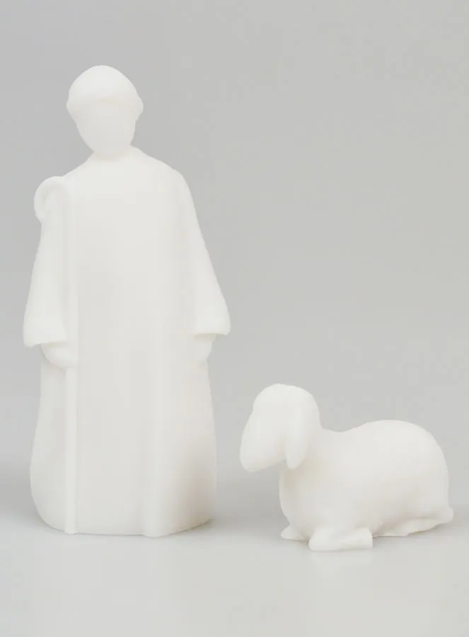 Alabaster Christmas Nativity Scene Shepherd and Sheep - 9cm (pic 1)