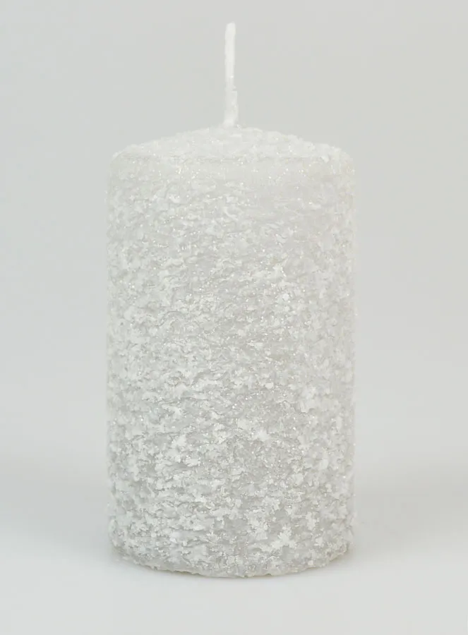 Frosted Effect Christmas Candle 10cm - Silver (pic 1)
