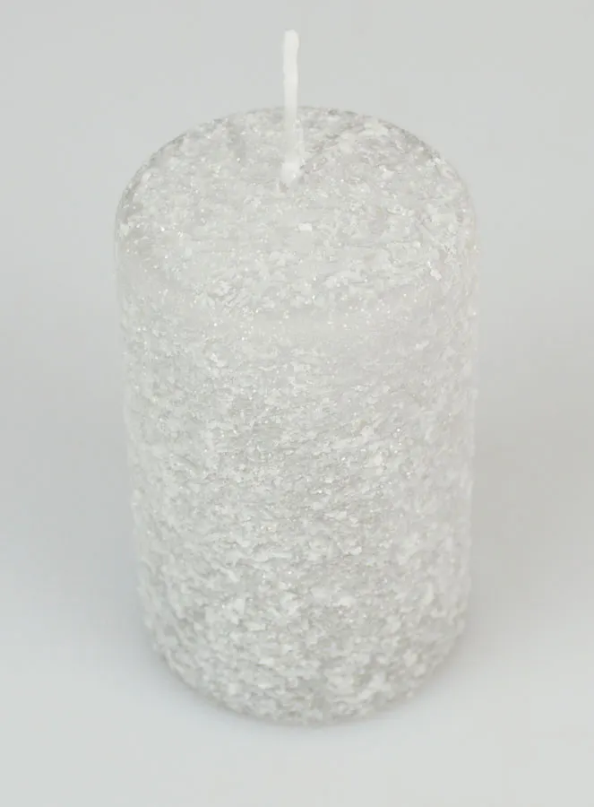 Frosted Effect Christmas Candle 10cm - Silver (pic 2)