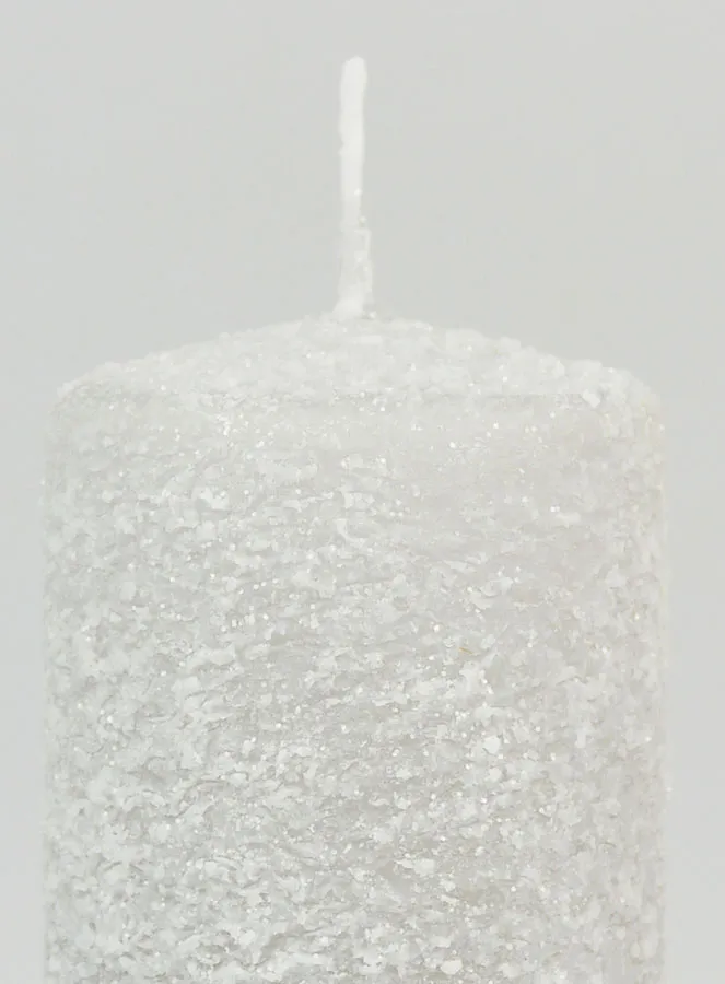 Frosted Effect Christmas Candle 10cm - Silver (pic 3)