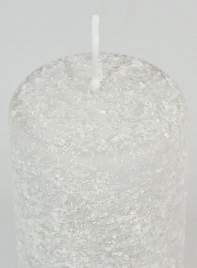Frosted Effect Christmas Candle 10cm - Silver (pic 4)