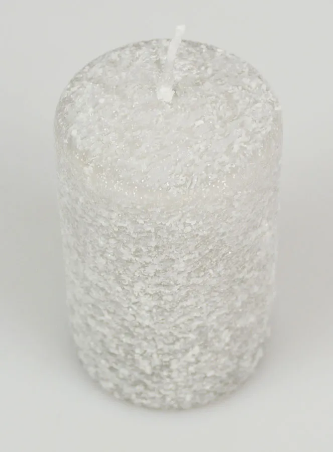 Snow Effect Tabletop Candle 10cm - Silver (pic 2)