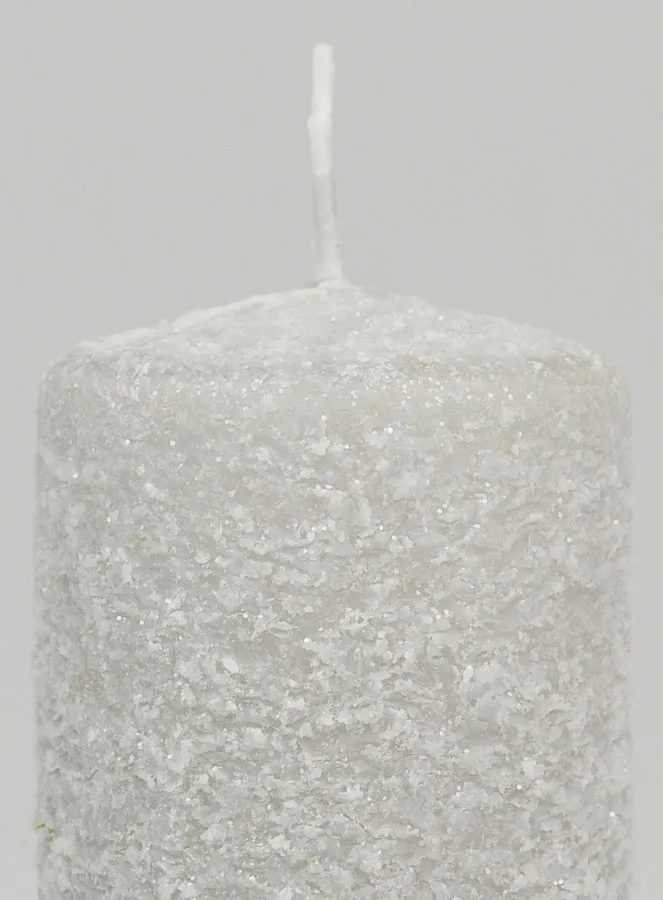 Snow Effect Tabletop Candle 10cm - Silver (pic 3)