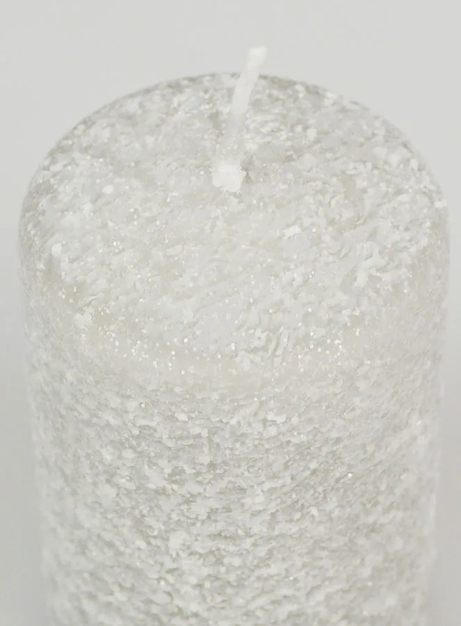 Snow Effect Tabletop Candle 10cm - Silver (pic 4)