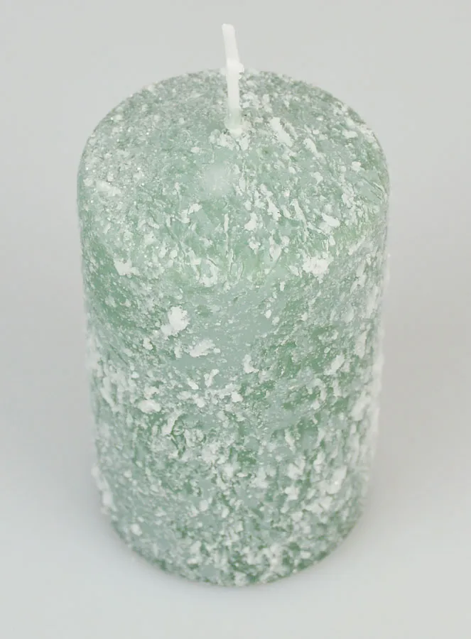 Snow Effect Tabletop Candle 10cm - Fir Green (pic 2)