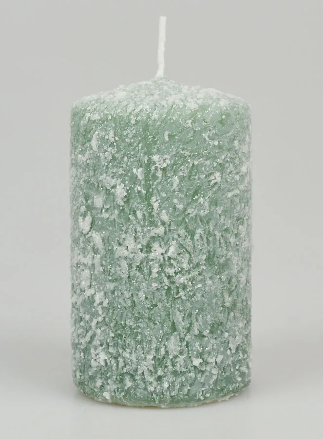 Frosted Effect Christmas Candle 10cm - Fir Green (pic 1)