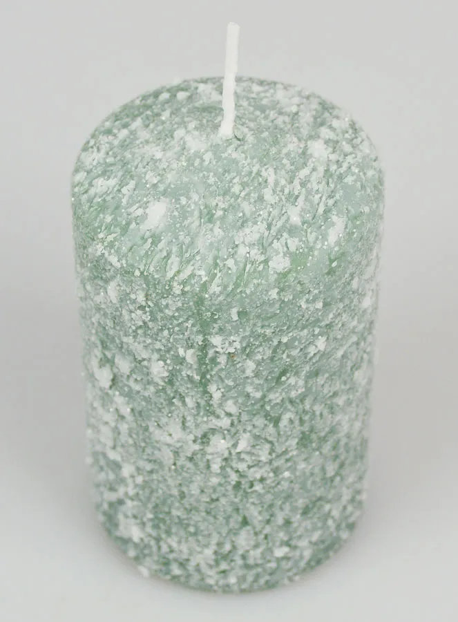 Frosted Effect Christmas Candle 10cm - Fir Green (pic 2)